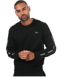Lacoste - Sweatshirt Met Logotape Voor , Zwart - Lyst