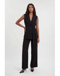 Karen Millen - Compact Stretch Tailored Tie Front Waistcoat - Lyst