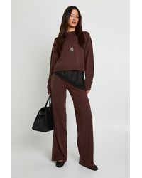 Boohoo - Tall Crew Neck Jumper And Wide Leg Trouser - Lyst