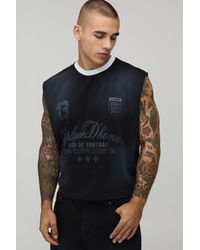 BoohooMAN - Oversized Cropped Washed Distressed Tank - Lyst