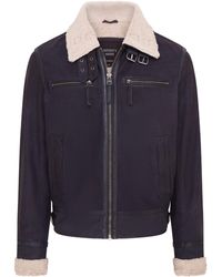 Infinity Leather - Real Sheep Suede Bomber Aviator Jacket - Lyst