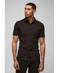 BoohooMAN - Short Sleeve Stretch Fit Jersey Shirt - Lyst