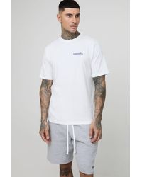 BoohooMAN - Tall Regular Ofcl Embroidered T-Shirt & Relaxed Jersey Short Set - Lyst