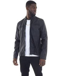 Brave Soul - Black 'jones' Faux Leather Biker Jacket - Lyst