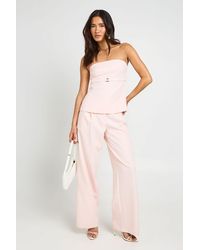 Boohoo - Pleat Detail Wide Leg Tailored Trousers - Lyst