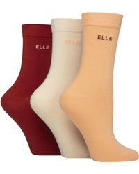 Elle - 3 Pack Ladies Plain Cotton Socks - Lyst
