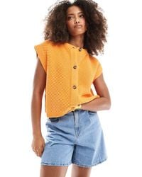ASOS - Boxy Knitted Stitch Waistcoat With Button Detail - Lyst
