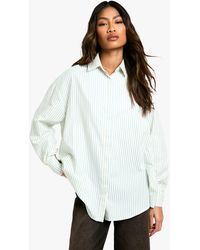 Boohoo - Oversized Fine Stripe Shirt - Lyst