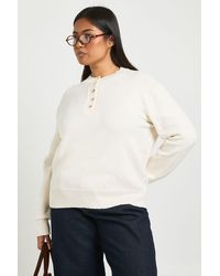 Boohoo - Plus Button Crew Neck Jumper - Lyst