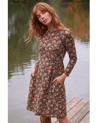 Roman - Floral Side Ruched Dress - Lyst