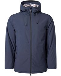 Aquascutum - Active Marineblauwe Shell Mid Parka-jas - Lyst