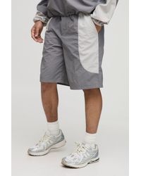 BoohooMAN - Elasticated Waist Relaxed Fit Colour Block Nylon Short - Lyst