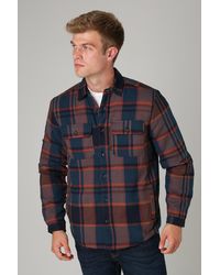 Tokyo Laundry - Dark Cotton Checked Long Sleeve Shirt With Sherpa Lining - Lyst