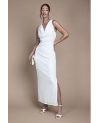 Quiz Asymmetric Cowl Neck Maxi Dress in Black | Lyst UK