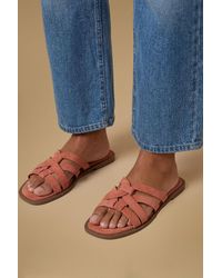 Oasis - Michelle Faux Suede Caged Slip-On Flat Sandals - Lyst