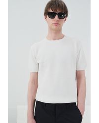Giesto - Ribbed Crew Neck Cotton T-Shirt - Lyst