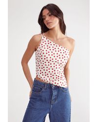 Nasty Gal - Tailored Spot Print Asym Top - Lyst