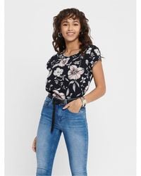 ONLY - Vic Crew Neck Short Sleeve Blouse - Lyst