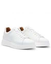BOSS - Bulton Runn Polished Leather Trainers With Rubber Outsole - Lyst