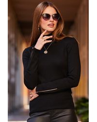 Sosandar - Roll Neck Rose Zip Detail Jumper Leather - Lyst