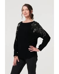 Izabel London - Sparkle Detail Batwing Sleeve Jumper - Lyst