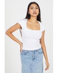 Brave Soul - Square Neck Short Sleeve T-Shirt - Lyst