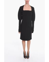 Bottega Veneta - Gebreide Midi-jurk Van Stretchwol Met Uitsparingen In Zwart - Lyst