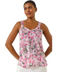 Roman - Burnout Floral Print Vest Top - Lyst