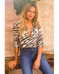 Sosandar - Natural Zebra Print Pocket Detail Utility Shirt - Lyst