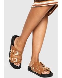 Boohoo - Western Studded Buckle Sandals - Lyst