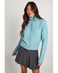 Boohoo - Supersoft Brushed Knit Button Cardigan - Lyst