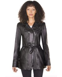 Infinity Leather - Long Biker Jacket-Muscat - Lyst