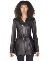 Infinity Leather - Long Biker Jacket-Muscat - Lyst