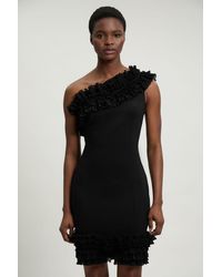 Karen Millen - Drama Ruffle Asymmetric Mini Dress - Lyst