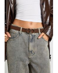 Boohoo - Double Ring Detail Faux Suede Boyfriend Belt - Lyst