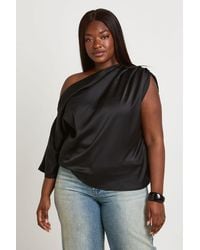 Boohoo - Plus Satin Ruched Shoulder Off The Top - Lyst