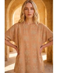Roman - Floral Textured Buttoned Back Top - Lyst