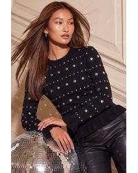 Roman - Stud Frill Knit Top - Lyst