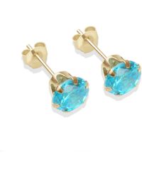 The Jewellery Stockroom - 9Ct Solid 6Mm Aquamarine Cubic Zirconia Stud Earrings - Lyst