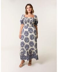 Blue Vanilla - Curve Shirred Floral Maxi Dress - Lyst