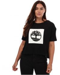 Timberland - Womenss Cropped Logo T-Shirt - Lyst