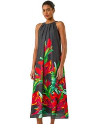 Roman - Floral Watercolour Motif Midi Dress - Lyst