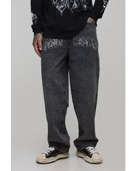 BoohooMAN - Tall Acid Wash Applique Relaxed Fit Jeans - Lyst