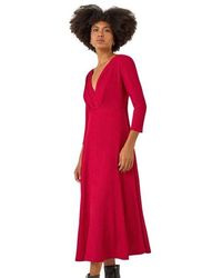 Roman - Textured Wrap Midi Dress - Lyst