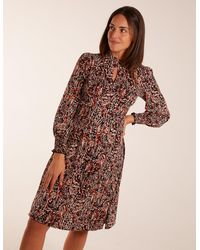 Blue Vanilla - High Neck Printed Midi Dress - Lyst