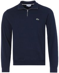 Lacoste - Zippered Stand-Up Collar Cotton Sweatshirt - Lyst