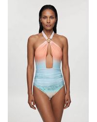Karen Millen - Sunset Placement Print Swimsuit - Lyst