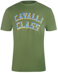 Roberto Cavalli - Layered Logo Military T-Shirt Cotton - Lyst