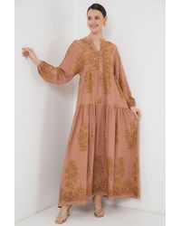 Bigdart - Printed V-Neck Maxi Dress With Button Closure - Lyst