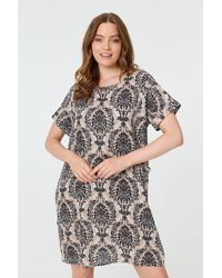 Izabel London - Baroque Print Relaxed Short Shift Dress - Lyst